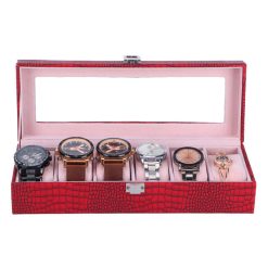 boite-montre-femme-cuir-rouge